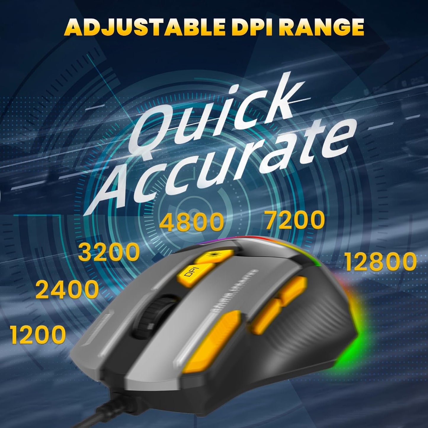 ANT ESPORTS GM333 WIRED OPTICAL ERGONOMIC DESIGN GAMING MOUSE BLACK/YELLOW/WHITE