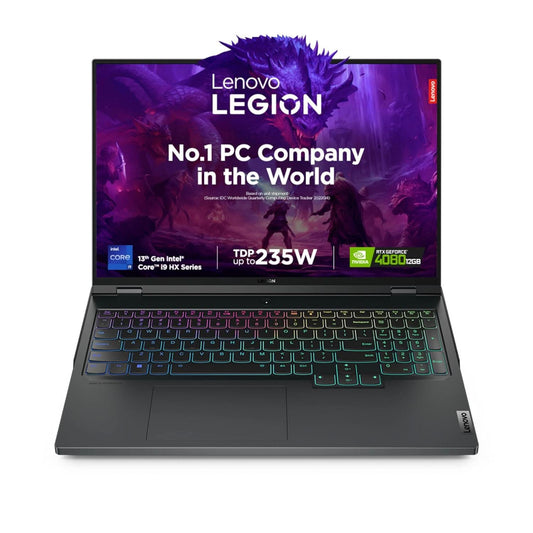 LENOVO LEGION PRO 7 INTEL CORE I9-13900HX 16 INCH (40.64CM) WQXGA-IPS 240HZ 500NITS GAMING LAPTOP (32GB/1TB SSD/WIN 11/OFFICE 2021/NVIDIA RTX 4080 12GB/ALEXA/3 MONTH GAME PASS/ONYX GREY/2.8KG), 82WQ007TIN