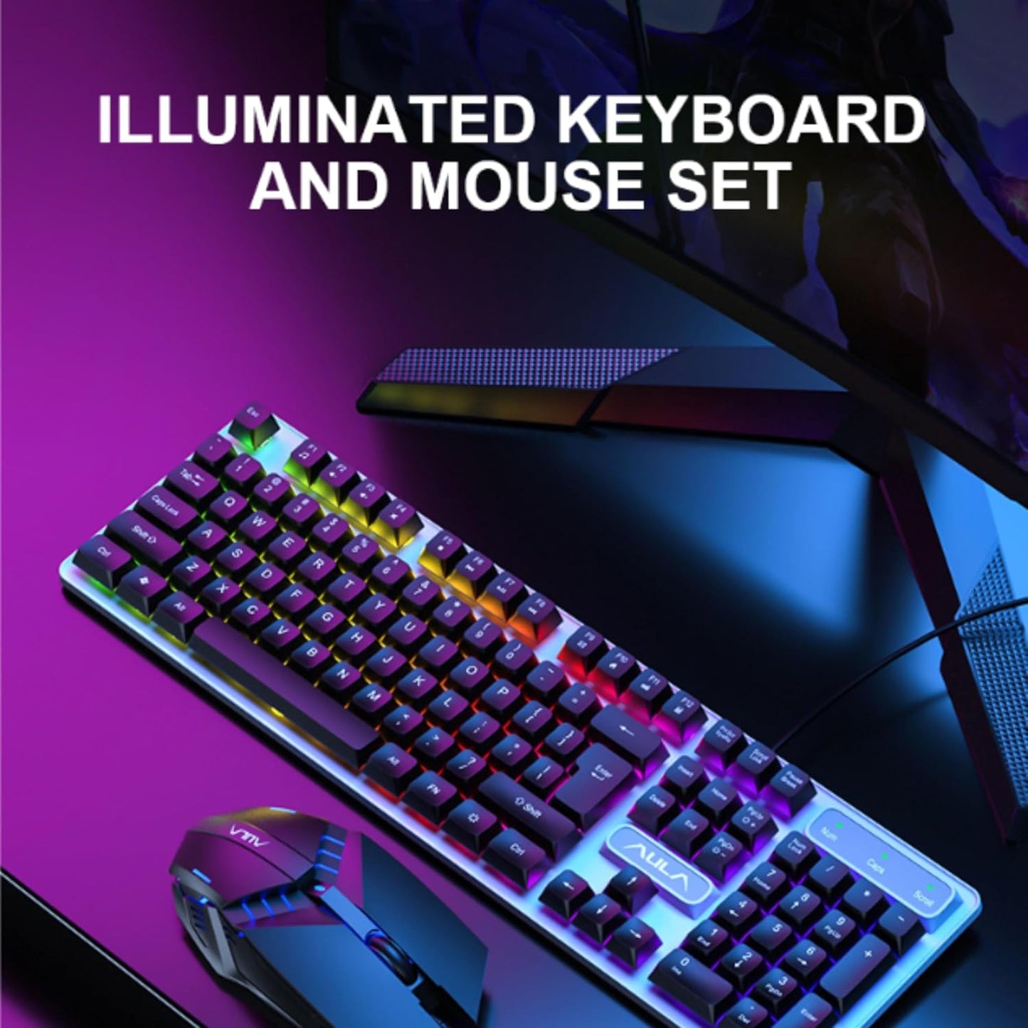AULA F3061 ANTI GHOSTING GAMING KEYBOARD AND MOUSE COMBO BLACK