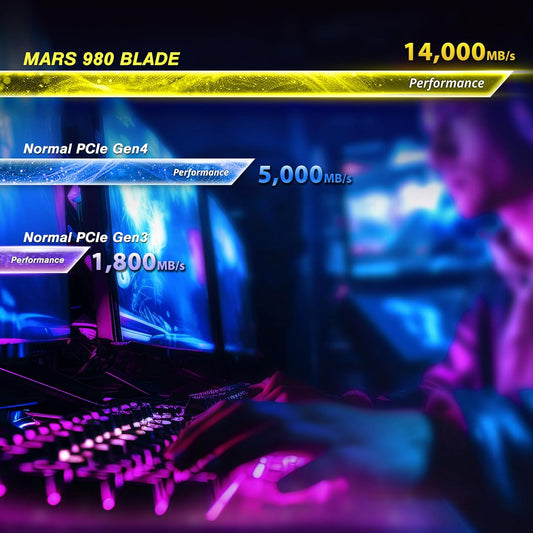XPG MARS 980 BLADE 1TB PCIE GEN5 X4 UP TO 14000MB/S 3D NAND M.2 2280 SOLID STATE DRIVE (SMAR-980B-1TCS)