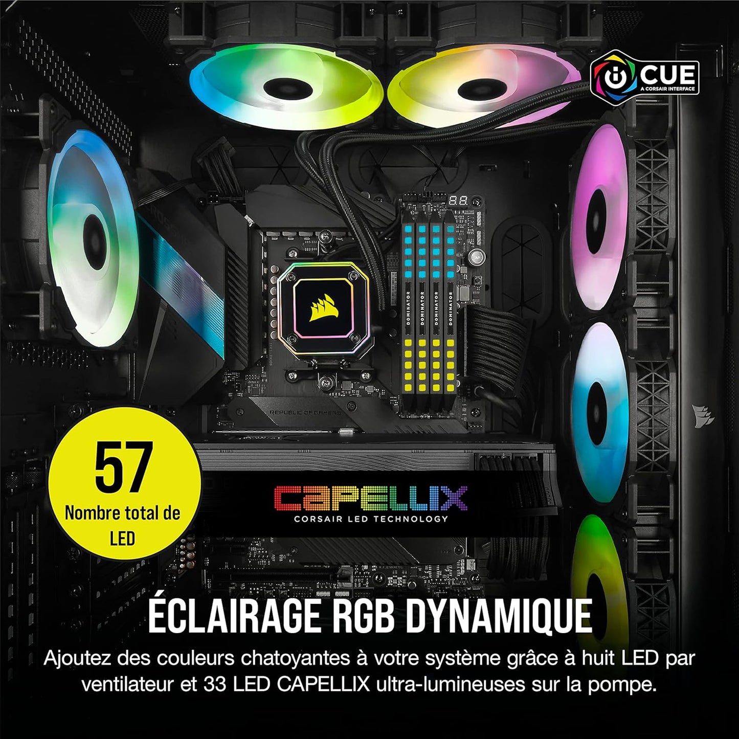 CORSAIR ICUE H150I ELITE CAPELLIX, 360MM RADIATOR, TRIPLE 120MM ML SERIES PWM FANS, RGB LIGHTING AND FAN CONTROL WITH SOFTWARE, LIQUID CPU COOLER