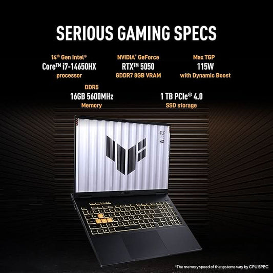 ASUS TUF F16 (2025),14th Gen, Intel Core i7 14650HX, RTX 5050-8GB, 16GB RAM, 1TB SSD, FHD+, 16", 40 cm, Windows 11, M365 Basic(1yr) Office24, Jaeger Gray, 2.2 Kg, FX608JHR-RV135WS, Gaming Laptop