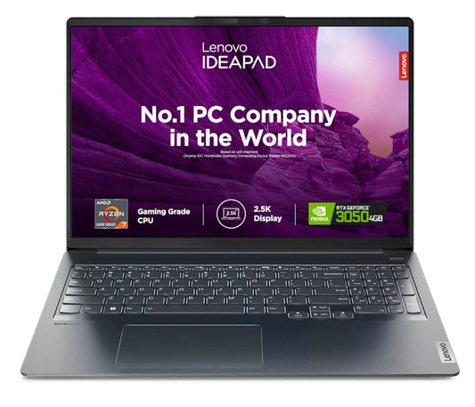 LENOVO IDEAPAD 5 PRO 82SN00F0IN [R7-6800H RYZEN/16GB/512GB SSD/WIN11 HOME+MSO/16.0 INCH/4GB-RTX3050 GRAPHICS /1 YEAR(S)/GREY]