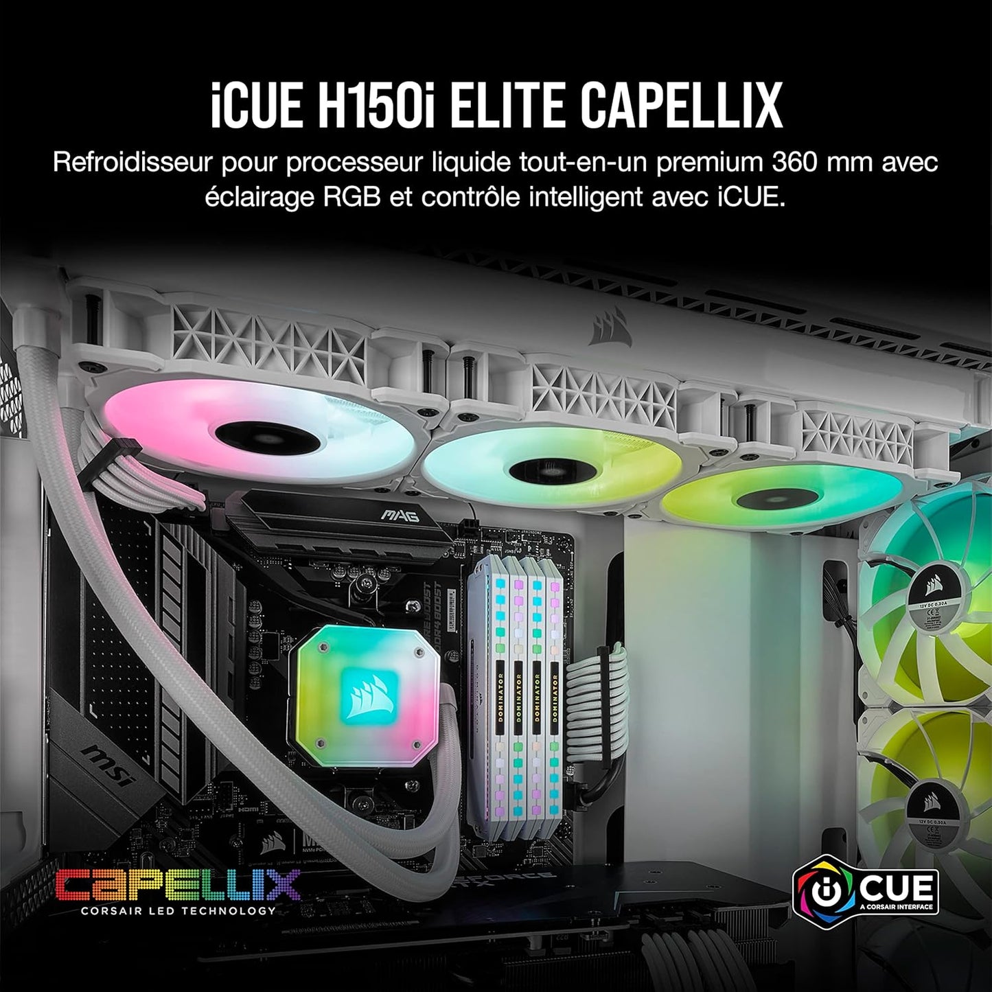 CORSAIR ICUE H150I ELITE CAPELLIX LIQUID CPU COOLER (WHITE) (CW-9060051-WW)