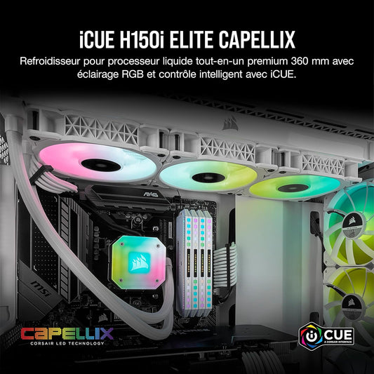 CORSAIR ICUE H150I ELITE CAPELLIX LIQUID CPU COOLER (WHITE) (CW-9060051-WW)