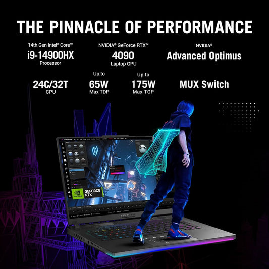 ASUS ROG Strix Scar 16 (2024), Intel Core i9 14900HX 14th Gen, 16 inch(40.64cm) 2.5K QHD+240Hz, Gaming Laptop (32GB DDR5/2TB SSD/16GB RTX 4090/Win11/Per-Key RGB/90WHr/Black/2.65Kg),G634JYR-RA001WS