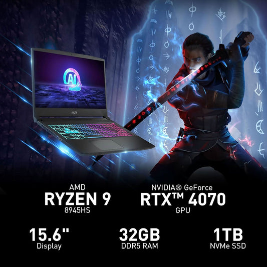 MSI Katana A15 AI B8VE-628IN Ryzen 7 8845HS/DDR5 8GB*2/1TB NVMe PCIe SSD RTX 4050, GDDR6 6GB/Windows11 Home/3 cell, 53.5Whr/x/x/x/2 Year Warranty Term