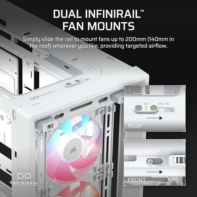 Corsair Chassis Frame 4000D LCD RS ARGB Premium Mid-Tower PC Case without PSU White - CC-9011327-WW