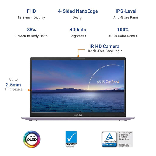 ASUS ZenBook 13 OLED (2021) Intel Core i5-1135G7 11th Gen 14 inch(35cm) 16GB/512GB SSD/Windows 10/Office 2019/Iris Xe Graphics FHD Thin and Light Business Laptop (Lilac Mist/1.14 kg), UX325EA-KG511TS