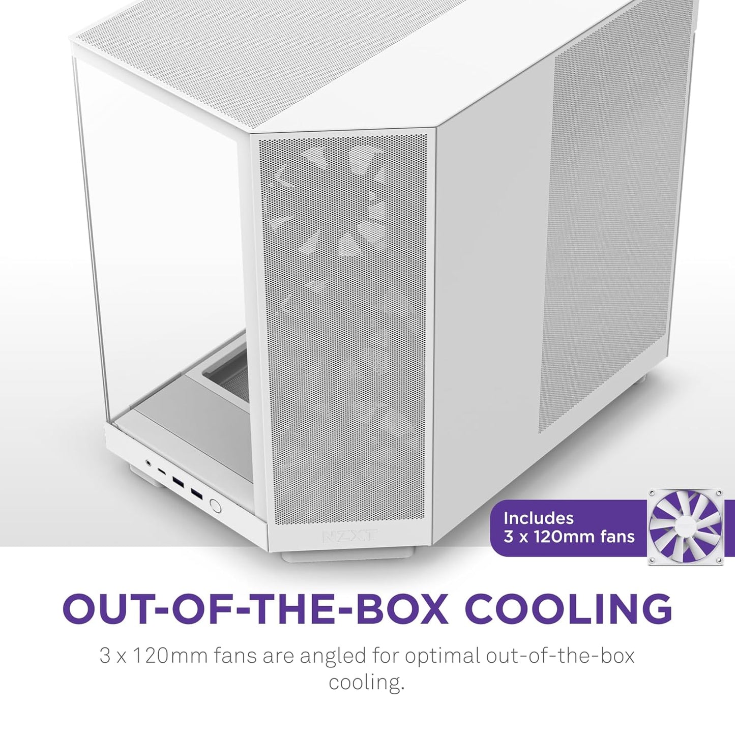 NZXT CHASSIS H6 FLOW (2023) COMPACT DUAL-CHAMBER ATX CASE W/O PSU - ALL WHITE-CC-H61FW-01