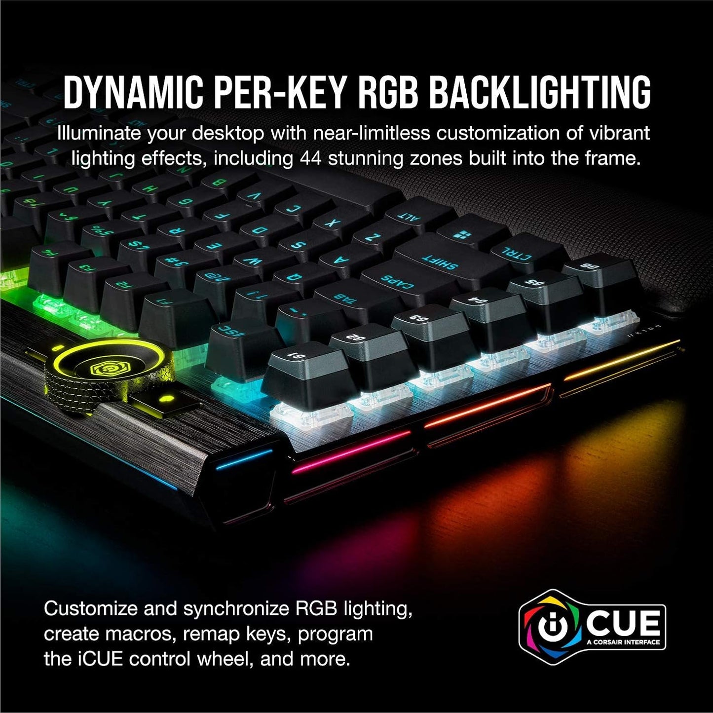 CORSAIR K100 RGB OPTICAL-MECHANICAL GAMING KEYBOARD BACKLIT RGB LED CORSAIR OPX BLACK PBT KEYCAPS