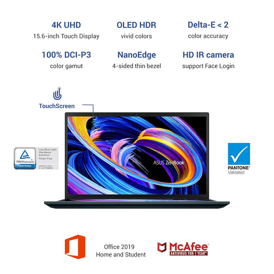 ASUS ZENBOOK PRO DUO 15 OLED (2021), INTEL CORE I9-10980HK 10TH GEN, 39.63CM (15.6") 4K DUAL-SCREEN TOUCH, CREATOR/GAMING LAPTOP, (32GB/1TB SSD/8GB RTX 3070/WIN 10/ BLUE/2.34 KG) UX582LR-H901TS