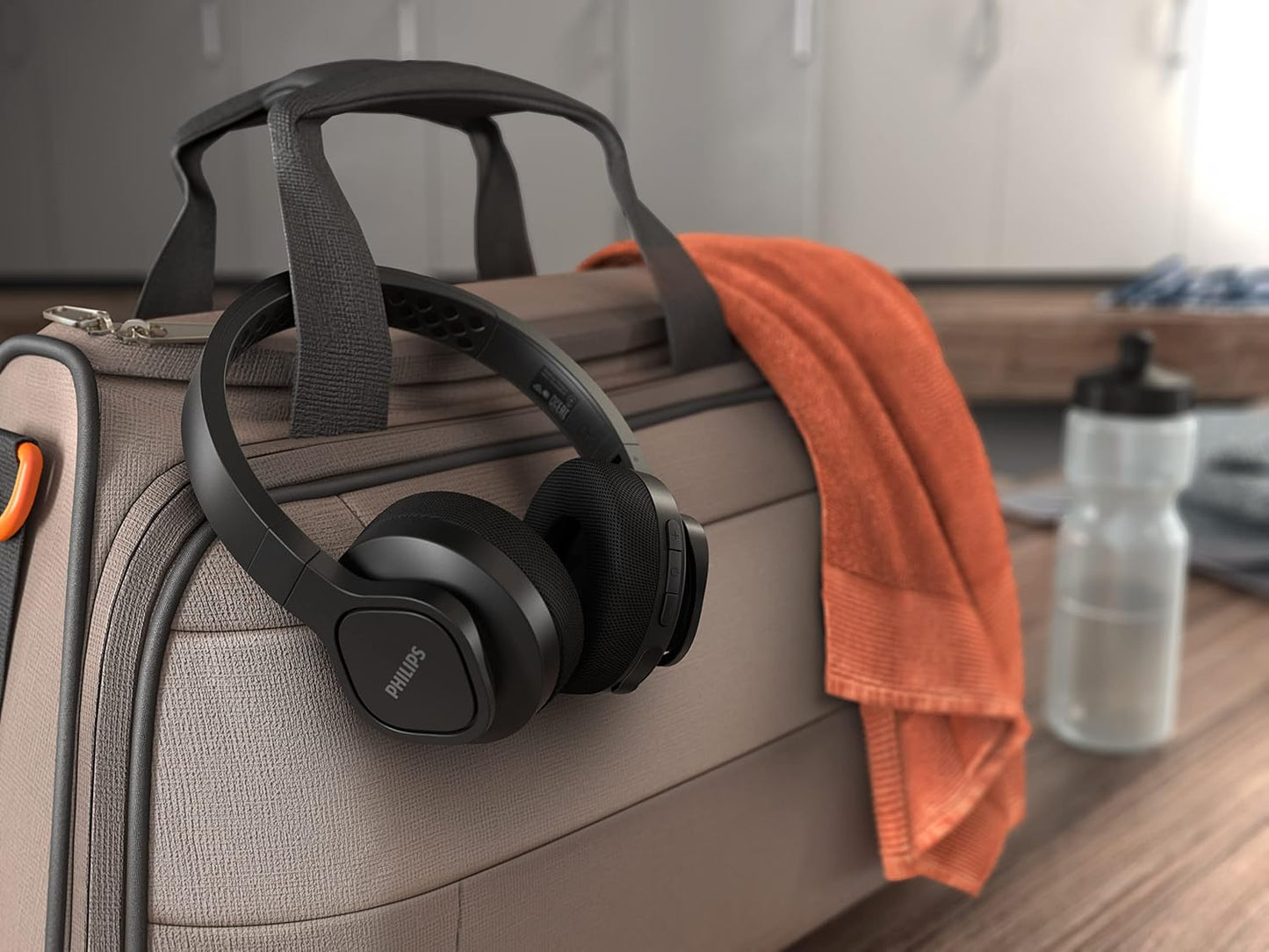 PHILIPS AUDIO TAA4216 ON-EAR SPORTS BLUETOOTH HEADPHONES WITH IP55 DUST/WATER PROTECTION, 35 HOURS PLAY TIME, COOLING & WASHABLE EAR CUPS, QUICK CHARGE, 40 MM DRIVERS AND BUILT-IN MIC (BLACK)