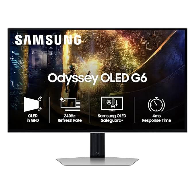 Samsung 27 Inch Odyssey G6 OLED 2K Gaming Monitor LS27DG610SWXXL