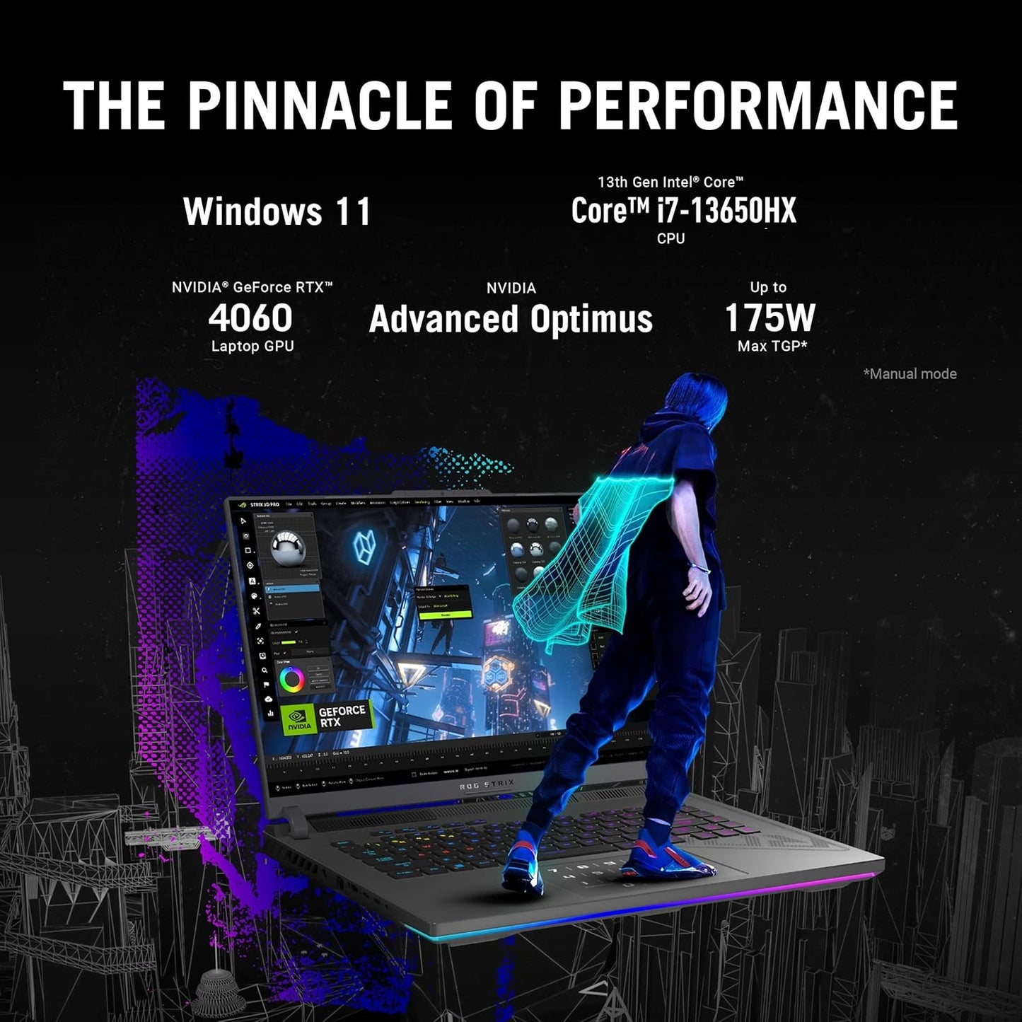 ASUS ROG STRIX G16, GAMING LAPTOP, 13TH GEN INTEL CORE I7-13650HX, RTX 4060 GRPH (16GB/1TB/40.64 CMS (16) FHD+/WIN 11 HOME) G614JV-N3474WS