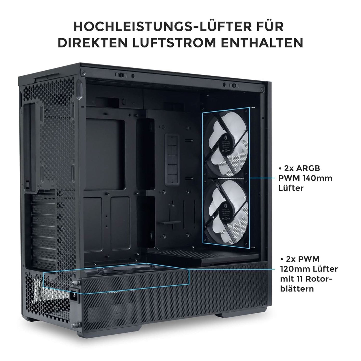 Lian Li LANCOOL 207 Mid-Tower ATX Gaming Cabinet - Black (G99.LAN207RX.in)