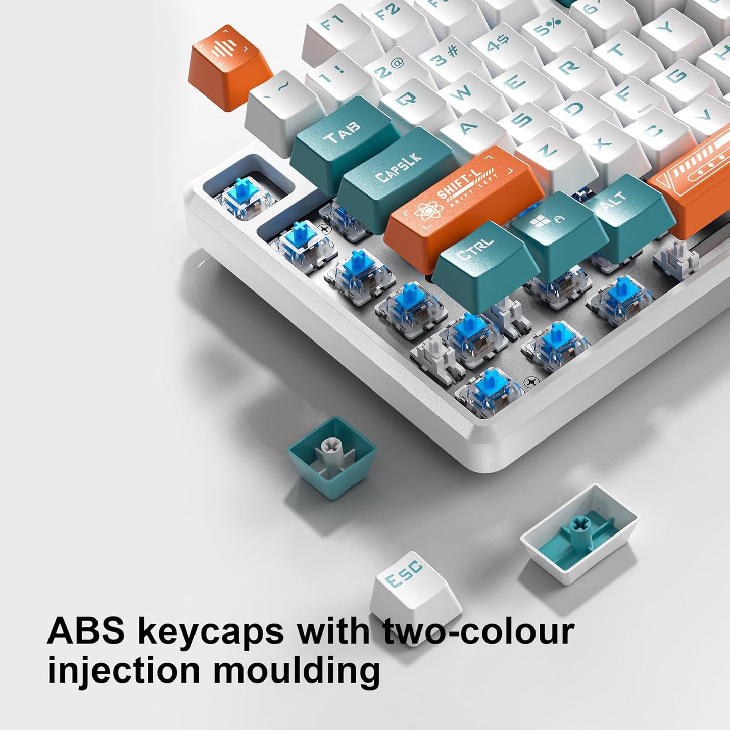 AULA F2088PRO WHITE ORANGE BLUE MECHANICAL GAMING KEYBOARD