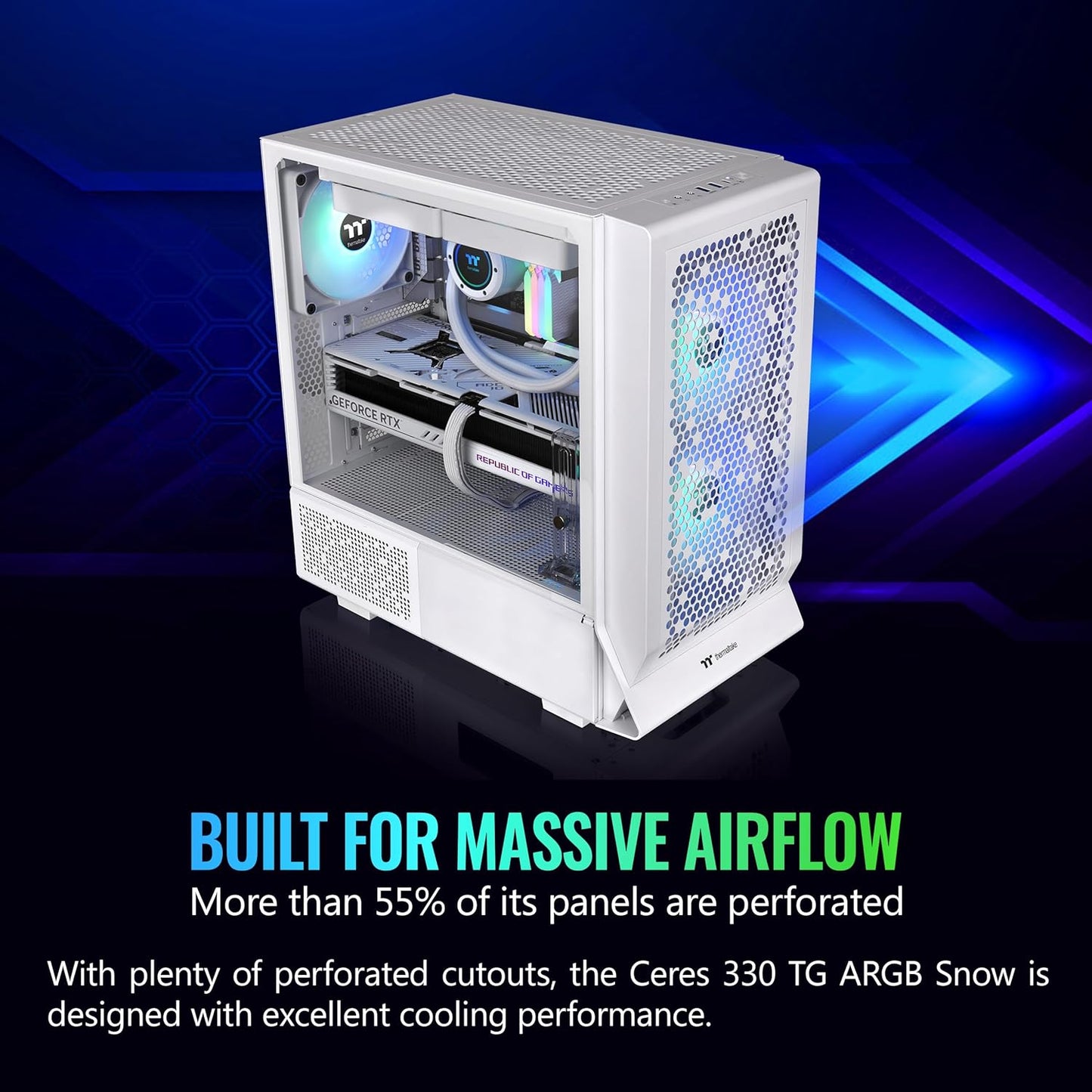 THERMALTAKE CERES 300 TG ARGB SNOW MID TOWER CHASSIS CA-1Y2-00M6WN-00