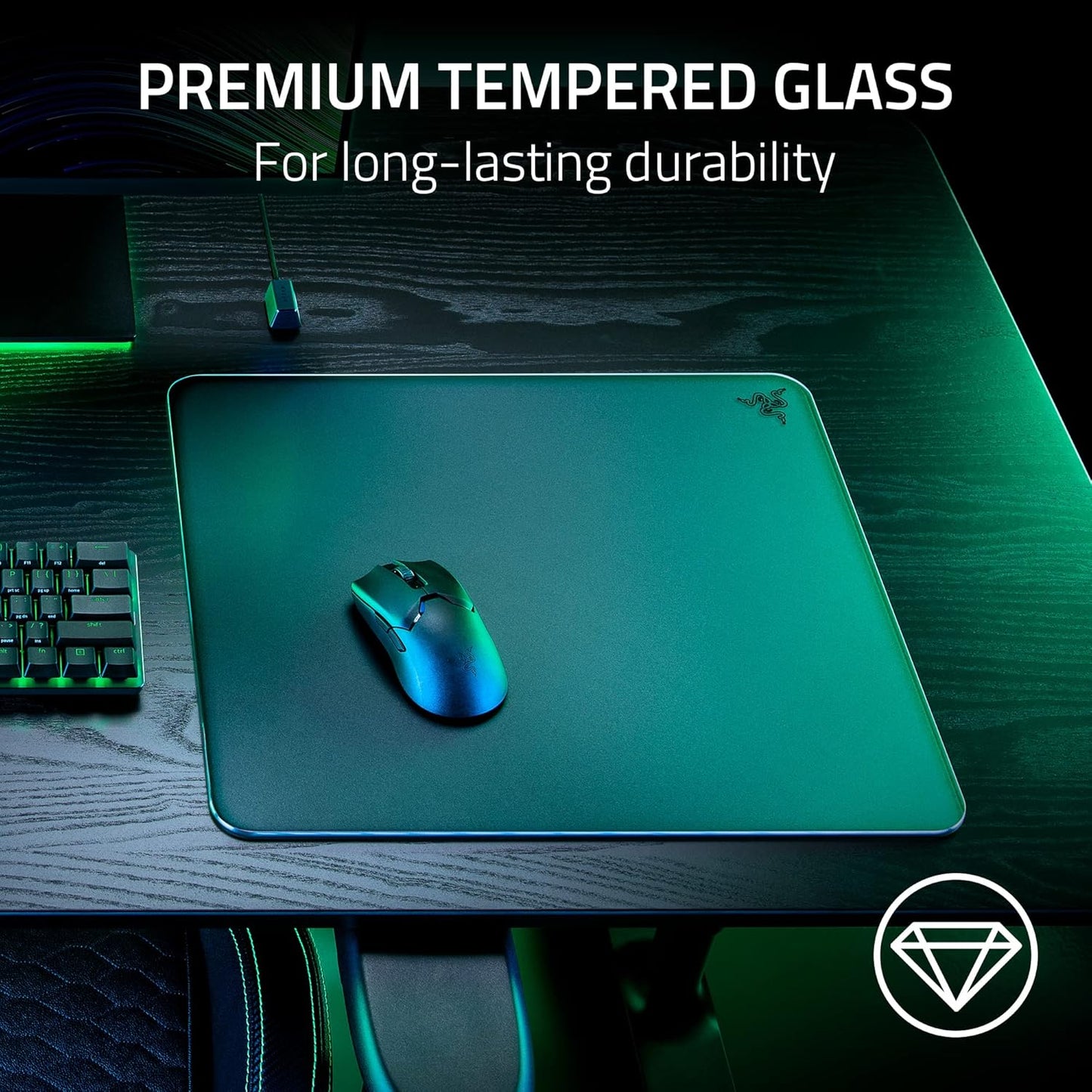 RAZER ATLAS - PREMIUM TEMPERED GLASS MAT - BLACK