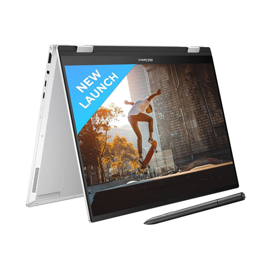 ASUS Zenbook 14 Flip OLED (2023), Intel Core EVO i5-1340P 13th Gen, 14 inch (35.56 cm) 2.8K 90Hz OLED, Thin & Light Laptop (16GB/512GB SSD/Windows 11/Office 2021/75WHr/Silver/1.5 kg) UP3404VA-KN543WS