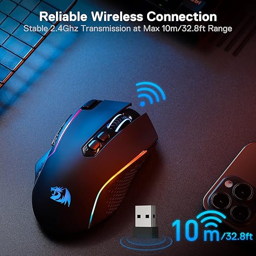 REDRAGON M810 TAIPAN PRO (WIRED/WIRELESS) GAMING RGB MOUSE BLACK