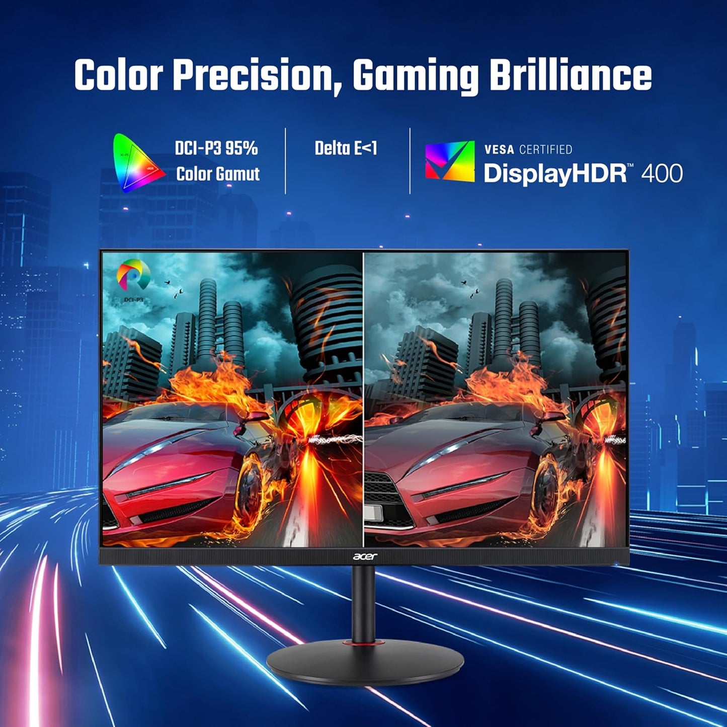 Acer Nitro Xv272U V3 27 Inch IPS Wqhd 2560 X 1440 Pixels Gaming Backlight Led LCD Monitor