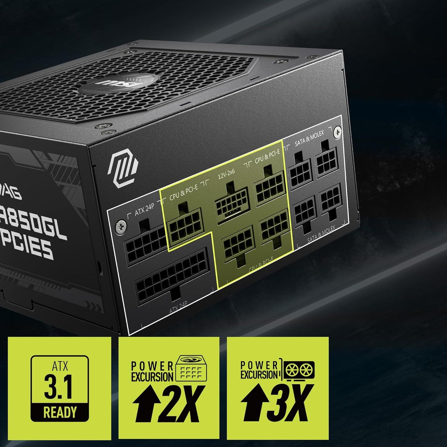 MSI MAG A850GL PCIE5 850W 80 PLUS GOLD FULLY MODULAR POWER SUPPLY