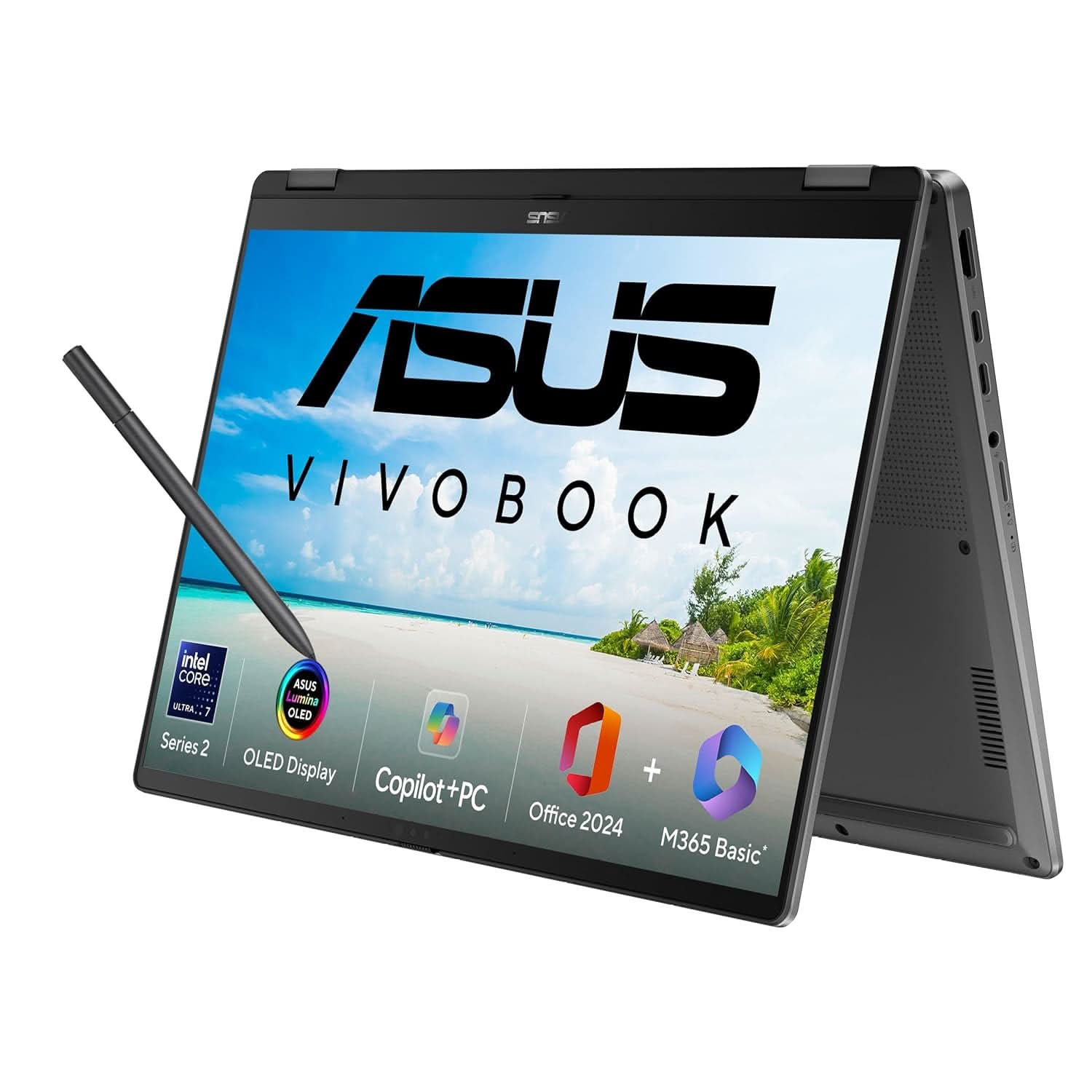 ASUS VIVOBOOKFLIP OLED TP3407SA-QL025WS [ULTRA7-256V 14TH GEN/16GB/512GB SSD/WIN11 HOME+MSO/14.0 INCH TOUCH/INTEGRATED GRAPHICS /1 YEAR(S)/GREY]