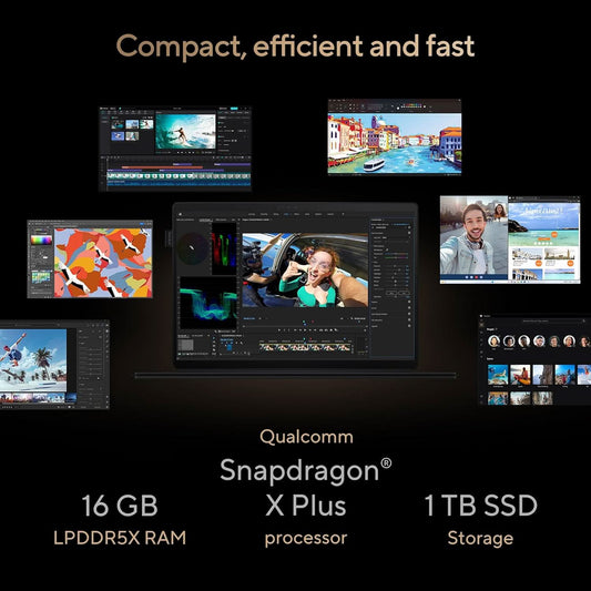 ASUS ProArt PZ13, 13.3 inch Touch Screen 3K OLED, Snapdragon X Plus, (16GB RAM/1TB SSD/Qualcomm Adreno iGPU/Windows 11/M365 Basic (1Year)*/Office Home 2024/Nano Black/0.85 Kg), HT5306QA-LX402WS
