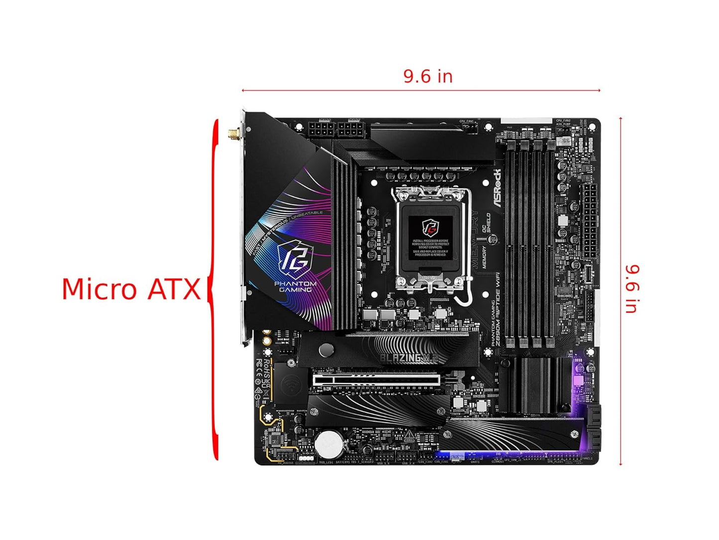 ASROCK PHANTOM GAMING Z890M RIPTIDE WIFI 6E DDR5 MICRO ATX MOTHERBOARD