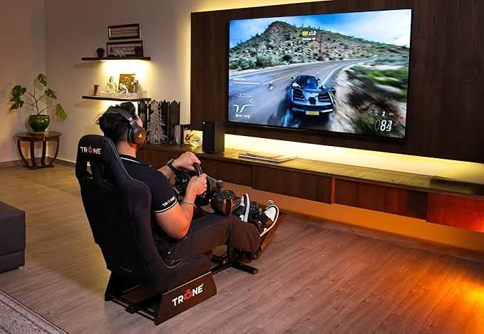 TRONE RS1 Suede Black Racing Simulator Gaming Chair with Seat Driving Cockpit
