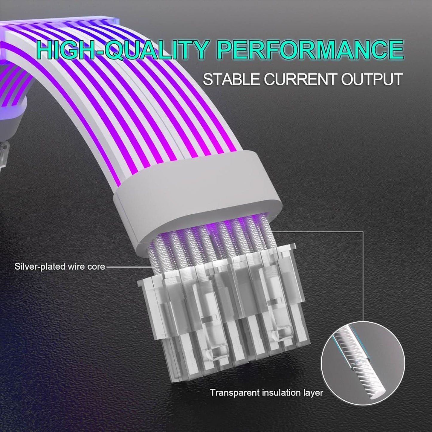 Ant Esports Neon Glow 24PIN ARGB PSU 18AWG Cable Extension
