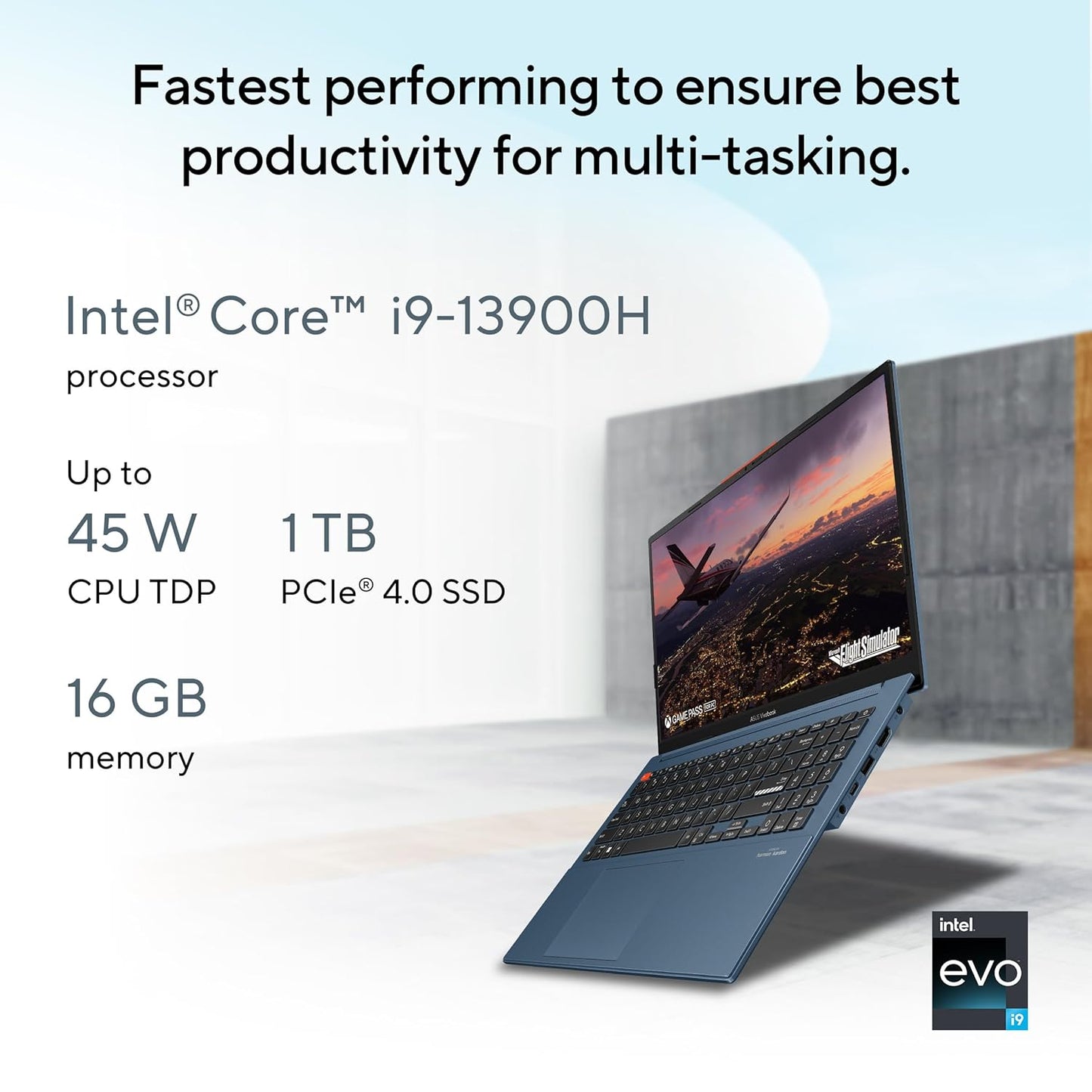 ASUS VIVOBOOK S 15 OLED, INTEL CORE I9-13900H 13TH GEN, 15.6" (39.62 CM) 3K OLED, THIN AND LIGHT LAPTOP (16 GB RAM/1TB SSD/WIN11/OFFICE 2021/BACKLIT/FINGERPRINT/75WHR /BLUE/3.75 KG), S5504VA-MA951WS