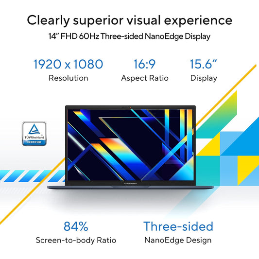 ASUS VIVOBOOK 15 (2023), INTEL CORE I5-1335U 13TH GEN, THIN AND LIGHT LAPTOP, 15.6" (39.62 CMS) FHD, (8GB RAM /512GB SSD/INTEL IRIS X?/WINDOWS 11/OFFICE 2021/FINGERPRINT/BLUE/1.7 KG), X1504VA-NJ523WS