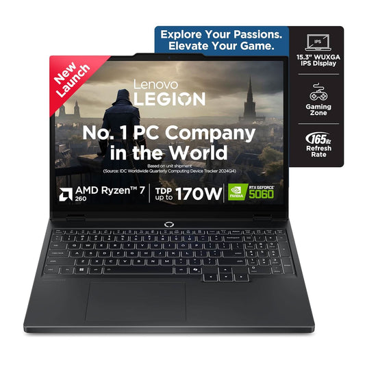 Lenovo Legion 5, AMD Ryzen 7 260, 16GB, 1TB SSD, GeForce RTX 5060-8GB GDDR7, 16 Inch WUXGA, Win 11, MS Office 2024, Black, 83M00074IN