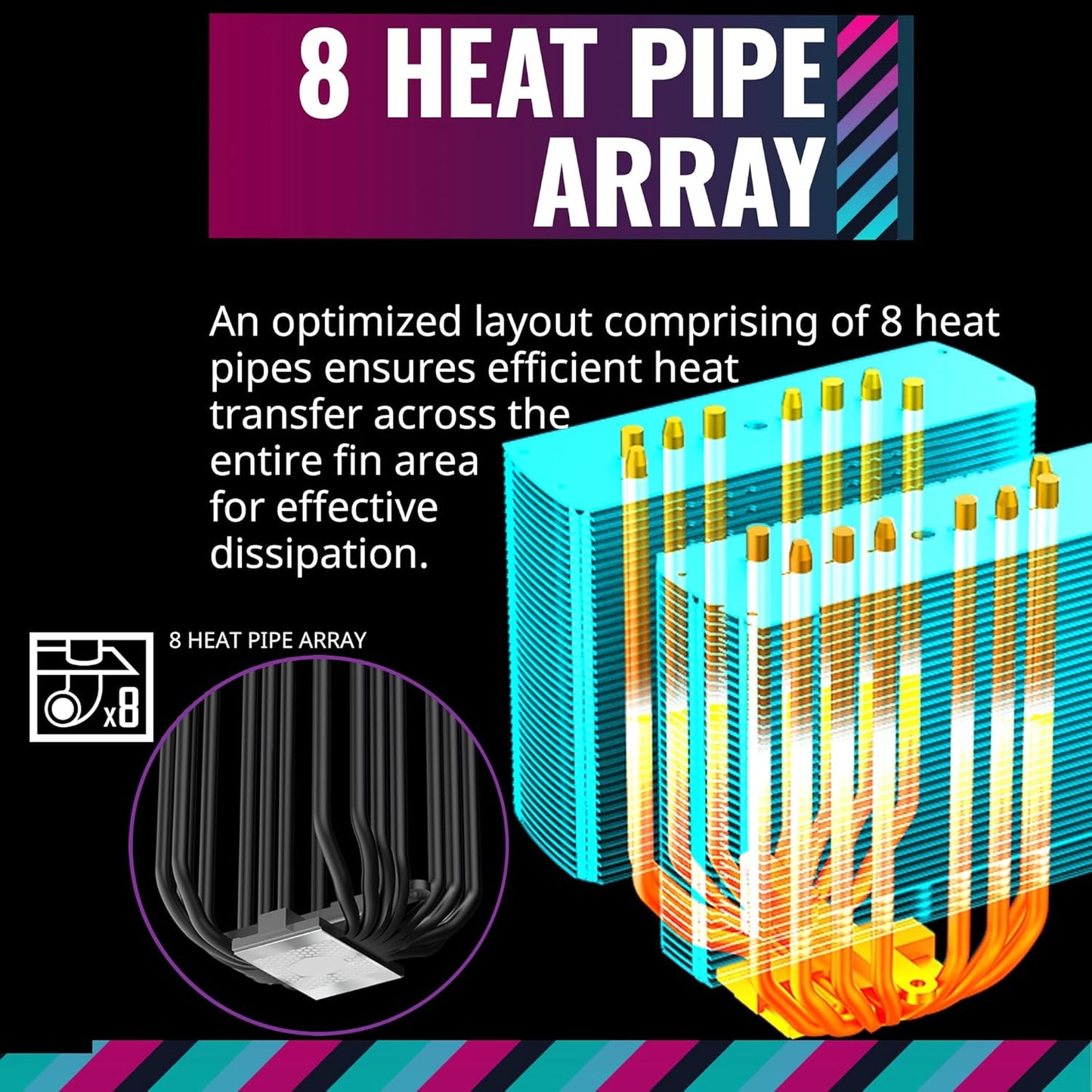 COOLER MASTER MASTERAIR MA824 STEALTH 120MM DUAL TOWER CPU AIR COOLER (MAM-D8PN-318PK-R1)