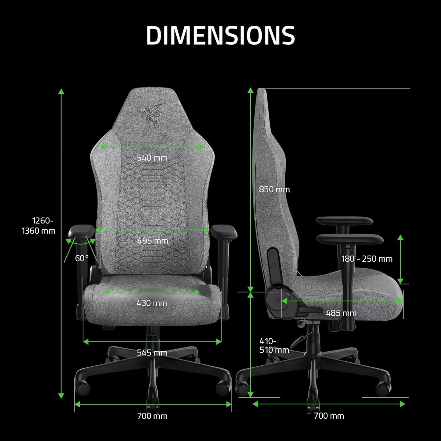 Razer Iskur V2 X - Gaming Chair - Light Gray Fabric - RZ38-05310200-R3UA