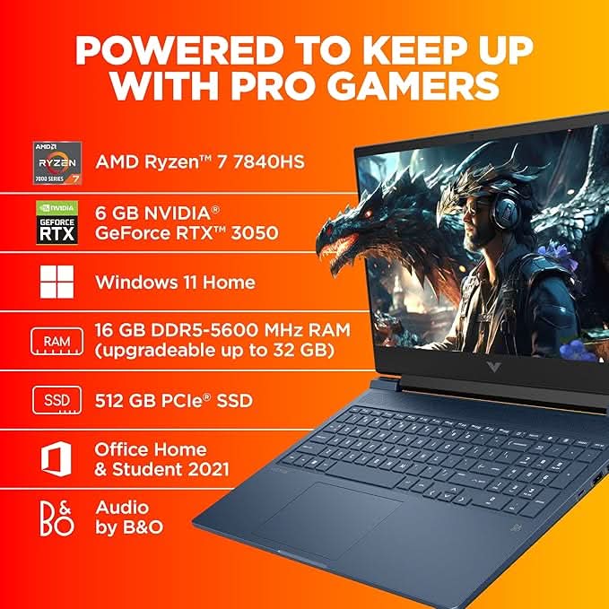 HP VICTUS 16 S0095AX [R7-7840HS RYZEN/16GB/512GB SSD/WIN11 HOME/16.0 INCH/6GB-RTX3050 GRAPHICS /1 YEAR(S)/BLUE]