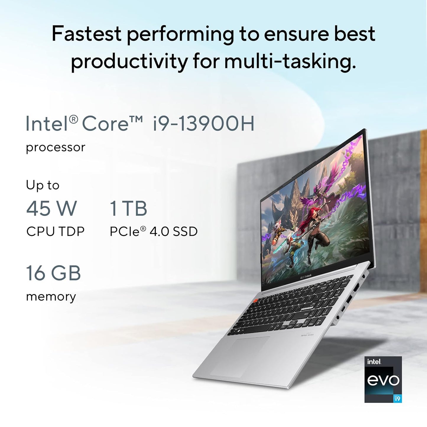 ASUS VIVOBOOK S 15 OLED INTEL CORE I9-13900H EVO / 16GB LPDDR5 / 1TB GB PCIE 4.0 SSD / 15.6-INCH / 2.8K (2880 X 1620) OLED 16:9 /COOL SILVER / FINGERPRINT / BACKLIT KB / WIN 11 HOME / MS OFFICE LAPTOP S5504VA-MA953WS