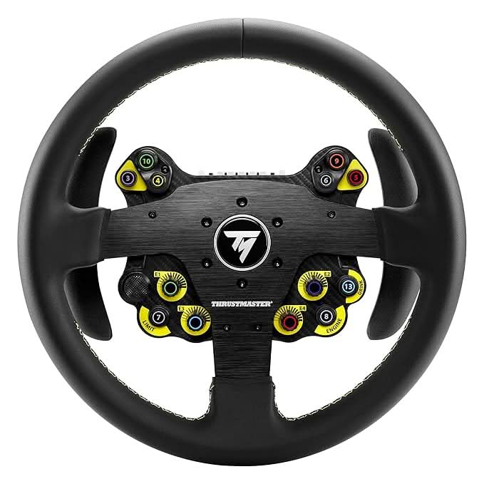 Thrustmaster EVO Racing 32R Round Leather-Wrapped Gaming Wheel and Detachable Hub, For PC and Consoles