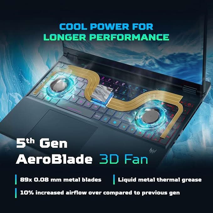 Acer Predator Helios Neo 16 AI, Intel Core Ultra 9 290HX, RTX 5070-8GB, 16GB RAM, 1TB SSD, 16 inch WQXGA IPS, 240Hz, 92Whr, Win 11 Home, RGB Keyboard, Gaming Laptop, UN.U42SI.003, Black
