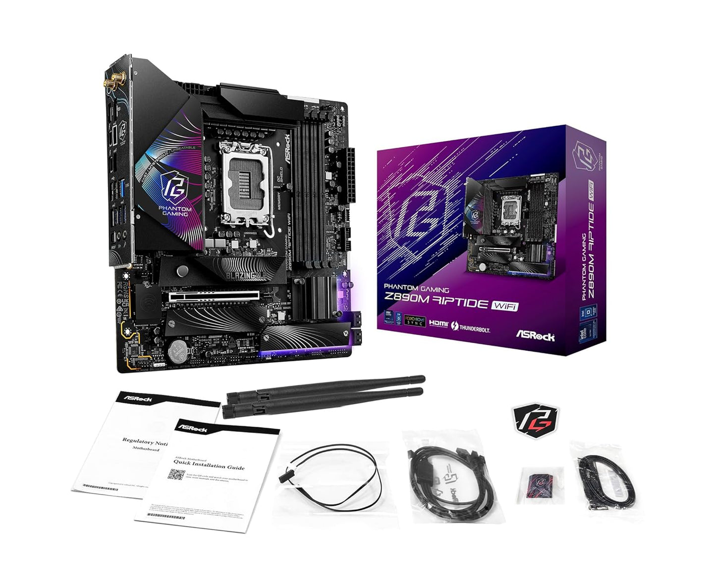 ASROCK PHANTOM GAMING Z890M RIPTIDE WIFI 6E DDR5 MICRO ATX MOTHERBOARD
