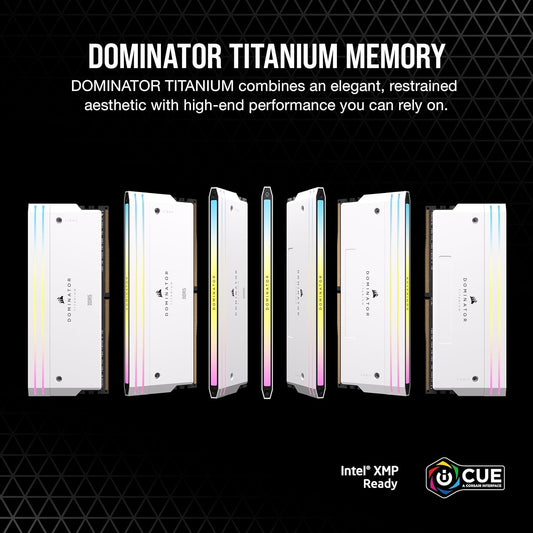 CORSAIR MEMORY CMP32GX5M2X7200C34W DOMINATOR TITANIUM RGB 32GB (2X16GB) DDR5 DRAM 7200MT/S CL34 INTEL XMP MEMORY KIT WHITE