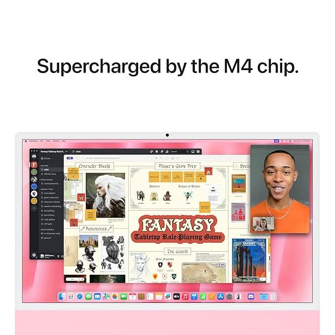 Apple 24-inch iMac with Retina 4.5K display M4 chip with 10 core CPU and 10 core GPU, 16GB, 512GB SSD - Pink