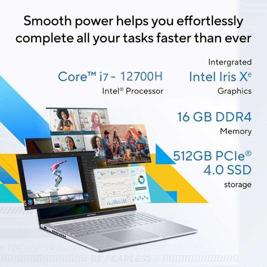 ASUS Vivobook 16, Intel Core i7-12700H, 16 inch 16:10 60Hz 300nits, (16GB RAM/512GB SSD/Intel Iris X?/Win 11 /Office 2021/Backlit/Fingerprint /42WHr Battery/Transparent Silver/1.88 Kg), X1605ZAC-MB740WS