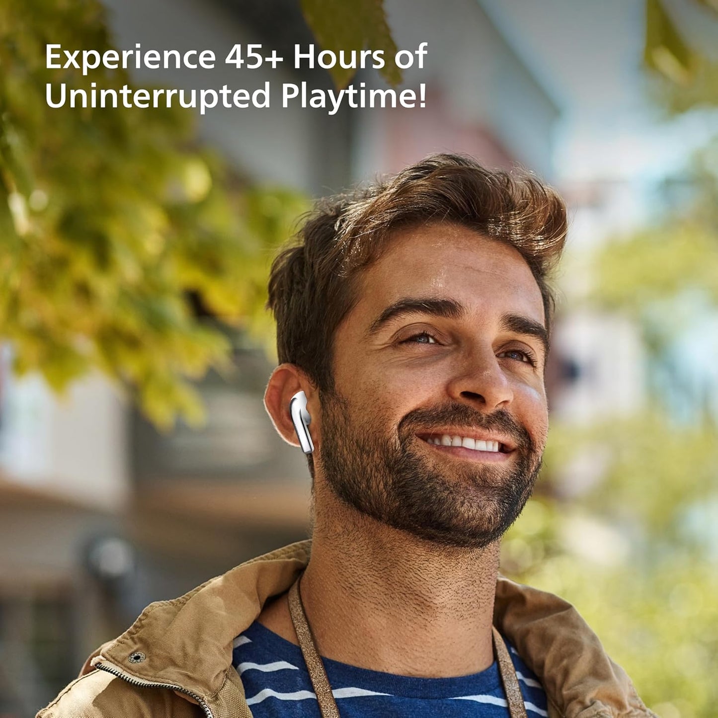 PHILIPS AUDIO TAT1179WT/94 TRUE WIRELESS IN EAR EARBUDS WITH POCKET SIZED CHARGING CASE, PLAY TIME UPTO 45HRS, 10MM DYNAMIC DRIVERS, INBUILT MIC, IPX4 SPLASH & SWEAT RESISTANT (WHITE)