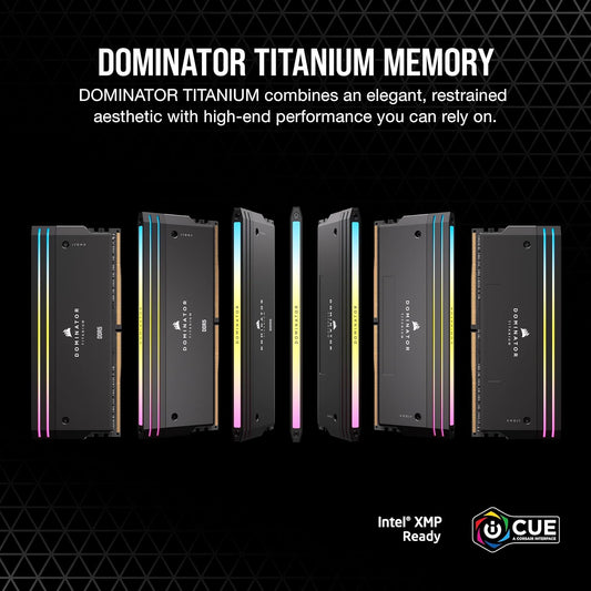 Corsair Memory CMP96GX5M2B6600C32- DOMINATOR TITANIUM RGB 96GB (2x48GB) DDR5 CL32 Intel XMP Memory Kit Black