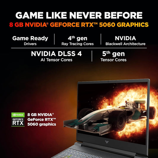 HP VICTUS, 13TH GEN INTEL CORE I7-13620H, 8GB RTX 5060, 24GB DDR5(UPGRADEABLE) 1TB SSD, 144HZ, 300NITS, IPS, FHD, 15.6"/39.6CM, WIN11, M365* OFFICE 24, MICA SILVER, 2.29KG, FA2308TX