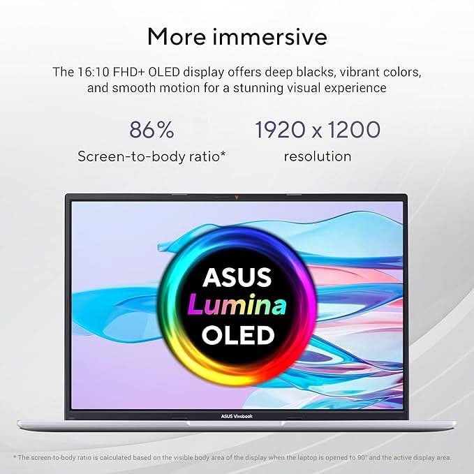 ASUS Vivobook 16, 16" FHD (1920 x 1200) OLED,Intel Core i5-13420H Processor,(16GB RAM/512GB SSD/Win 11/M365 Basic (1Year)/Backlit Keyboard/Office Home 2024/Silver/1.88 kg),X1605VA-SH1952WS