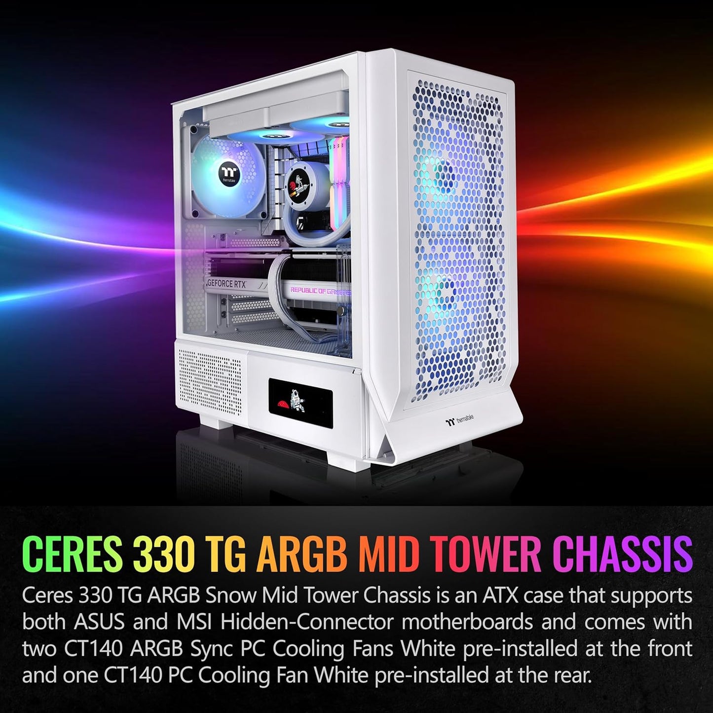 THERMALTAKE CERES 300 TG ARGB SNOW MID TOWER CHASSIS CA-1Y2-00M6WN-00